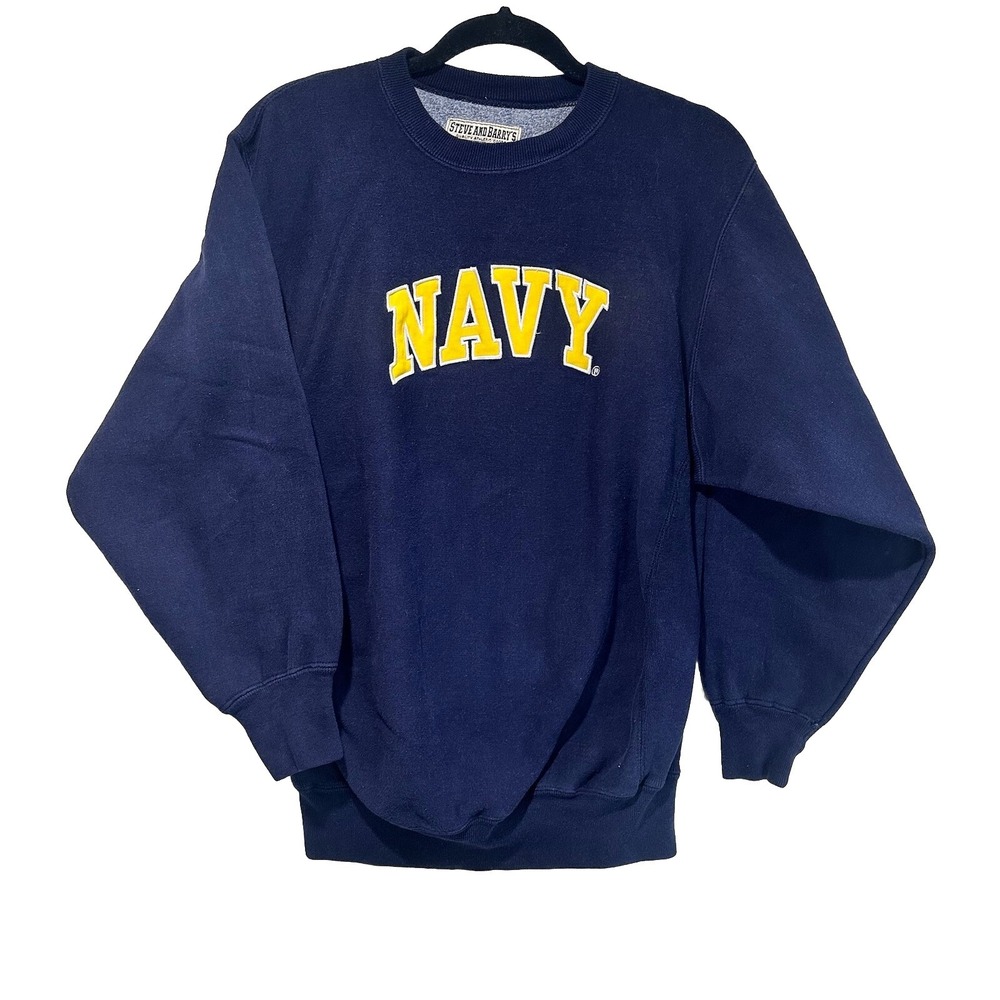 Men's Vintage Steve and Barry's NAVY Crewneck US NAVY Blue Yellow Small Crew